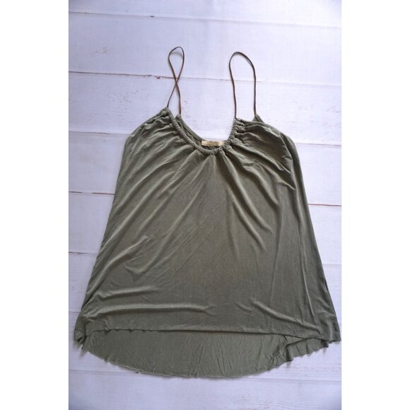 Zara Olive Green Satin Camisole Tank Top - Size S - Picture 4 of 4